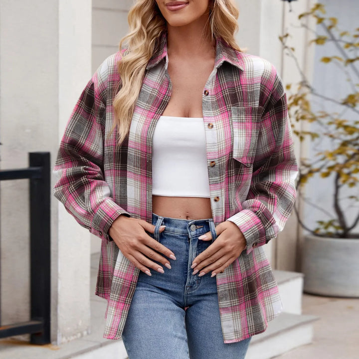Rosy Roads Classic Oversized Flannel